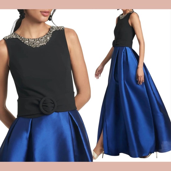 NEW $1095 SACHIN & BABI [ 10 ] Monica Sleeveless Sequined BallGown Black #J2111 - Picture 2 of 16